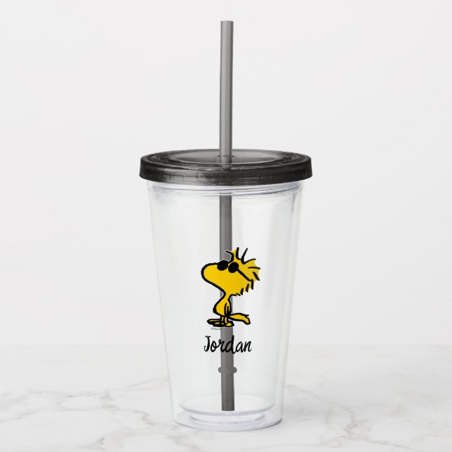 Woodstock Cool Sunglasses Pattern | Add Your Name Acrylic Tumbler (Front)