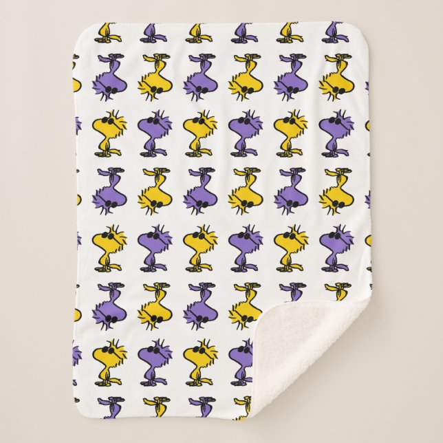 Woodstock Cool Sunglasses Pattern Sherpa Blanket (Front)