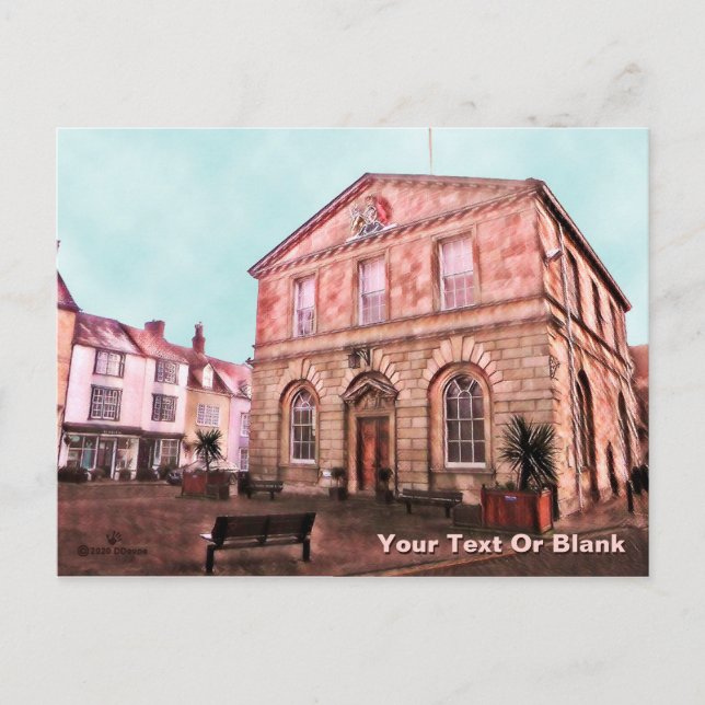 Woodstock, England Town Hall Holiday Postcard (Front)