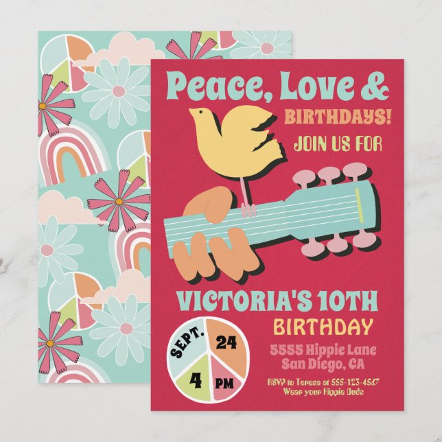 Woodstock Hippie Birthday Party Invitation Zazzle