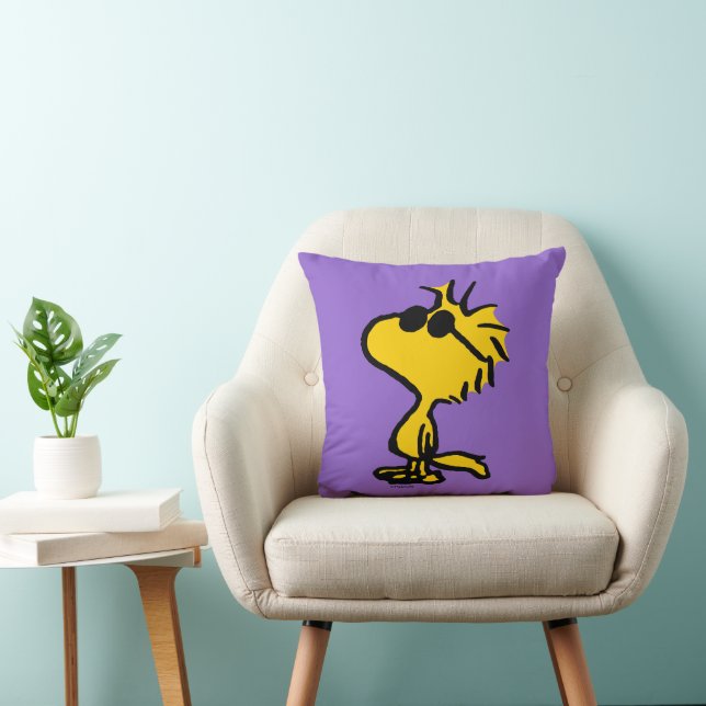 Woodstock In Sunglasses Throw Pillow (Chair)
