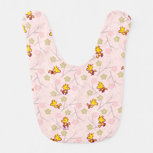 Woodstock Pink Cherry Blossom Pattern Baby Bib