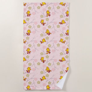 Woodstock Pink Cherry Blossom Pattern Beach Towel