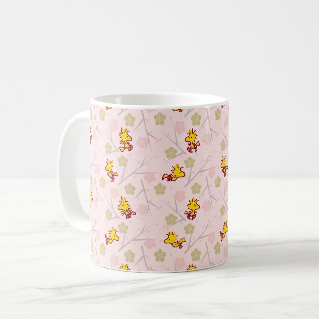 Woodstock Pink Cherry Blossom Pattern Coffee Mug (Front Left)