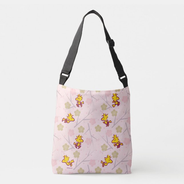 Woodstock Pink Cherry Blossom Pattern Crossbody Bag (Front)