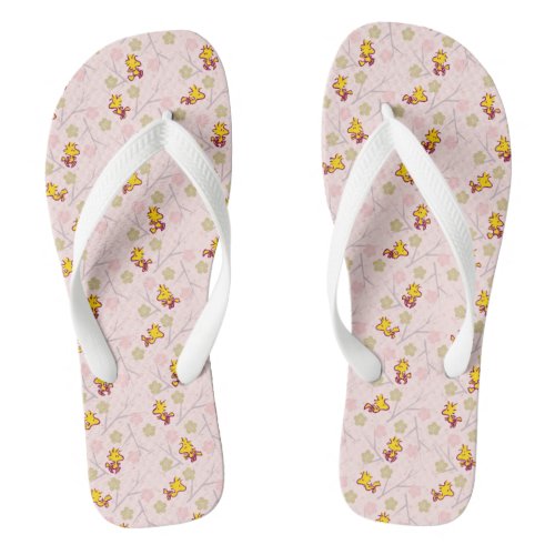 Woodstock Pink Cherry Blossom Pattern Flip Flops