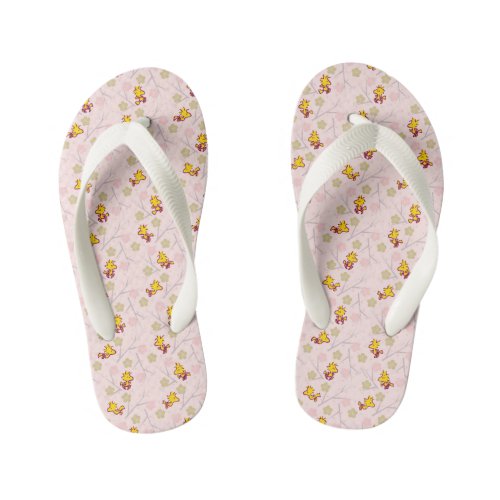 Woodstock Pink Cherry Blossom Pattern Kids Flip Flops