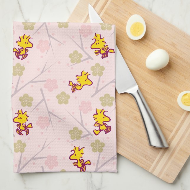 Woodstock Pink Cherry Blossom Pattern Kitchen Towel (Quarter Fold)