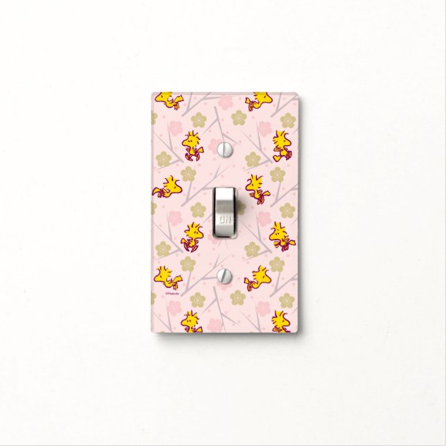 Woodstock Pink Cherry Blossom Pattern Light Switch Cover (In Situ)