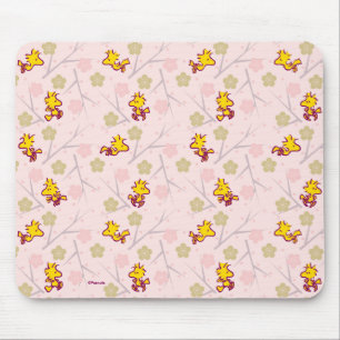 Woodstock Pink Cherry Blossom Pattern Mouse Pad