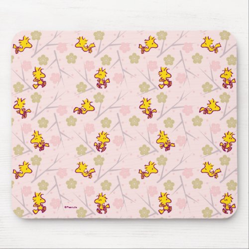 Woodstock Pink Cherry Blossom Pattern Mouse Pad