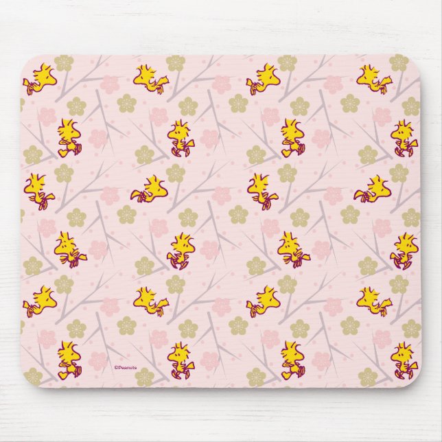 Woodstock Pink Cherry Blossom Pattern Mouse Pad (Front)
