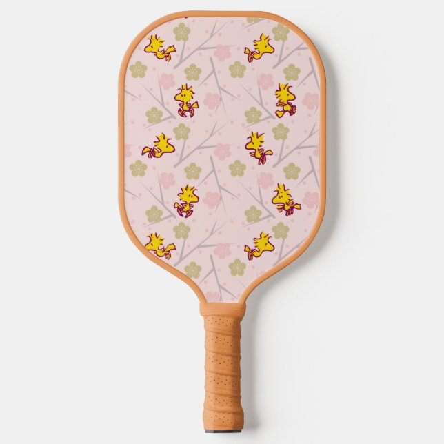 Woodstock Pink Cherry Blossom Pattern Pickleball Paddle (Front)
