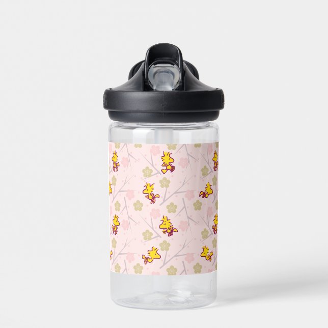 Woodstock Pink Cherry Blossom Pattern Water Bottle (Front)
