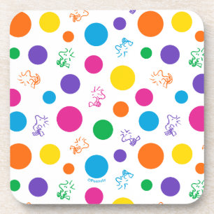 Woodstock Rainbow Polka Dot Pattern Beverage Coaster