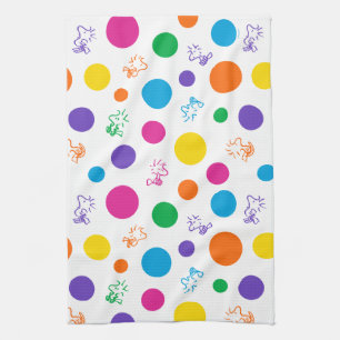 Woodstock Rainbow Polka Dot Pattern Kitchen Towel