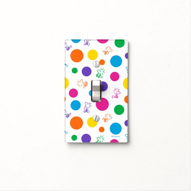 Woodstock Rainbow Polka Dot Pattern Light Switch Cover (In Situ)