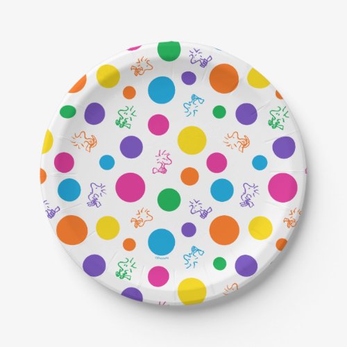 Woodstock Rainbow Polka Dot Pattern Paper Plates