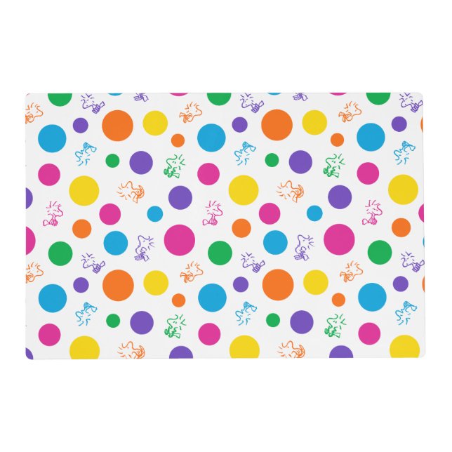Woodstock Rainbow Polka Dot Pattern Placemat (Front)