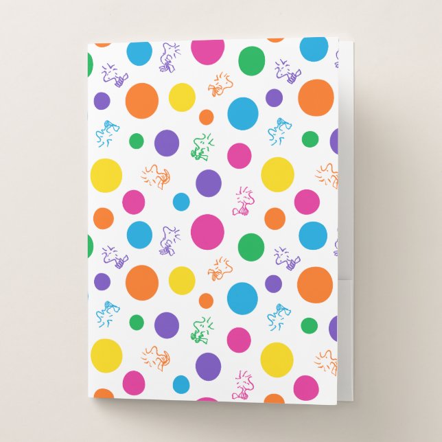 Woodstock Rainbow Polka Dot Pattern Pocket Folder (Front)