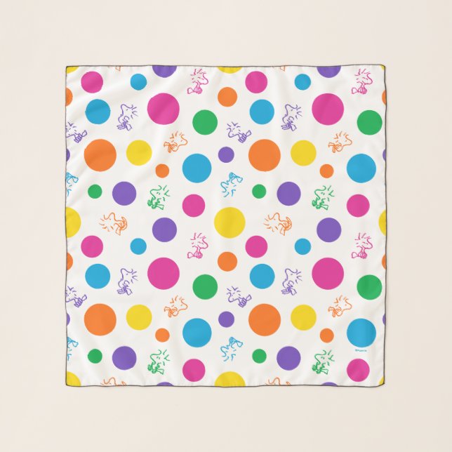 Woodstock Rainbow Polka Dot Pattern Scarf (Front)