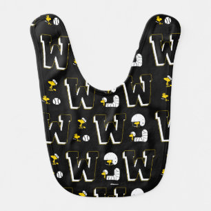 Woodstock Varsity Sports Letter Pattern Baby Bib