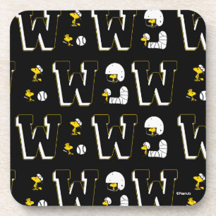 Woodstock Varsity Sports Letter Pattern Beverage Coaster