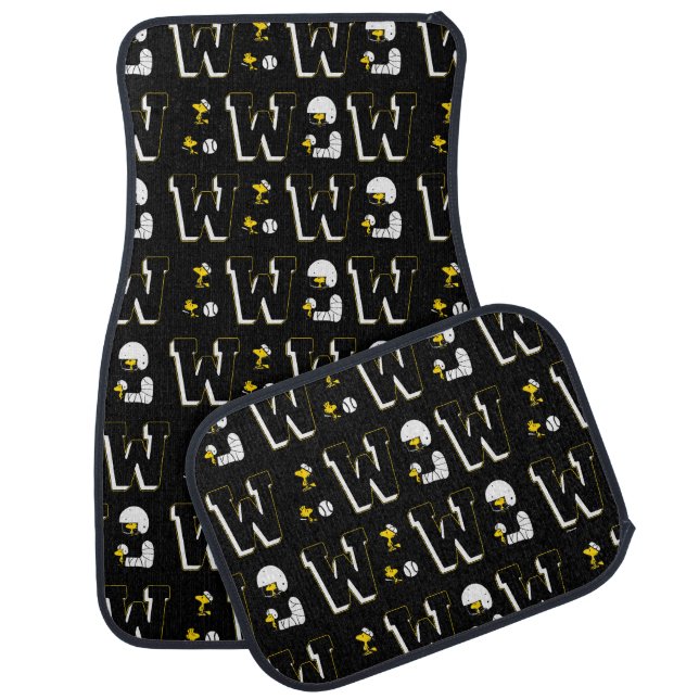Woodstock Varsity Sports Letter Pattern Car Floor Mat (Set)