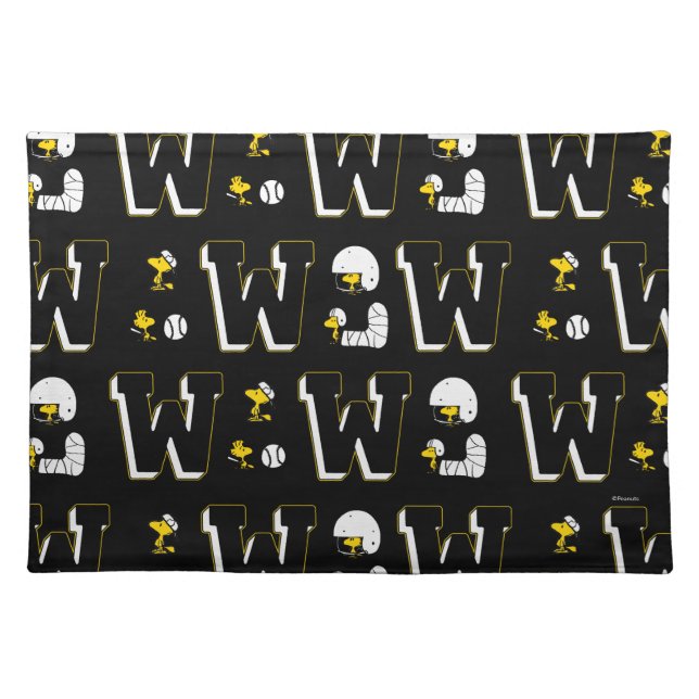 Woodstock Varsity Sports Letter Pattern Cloth Placemat (Front)
