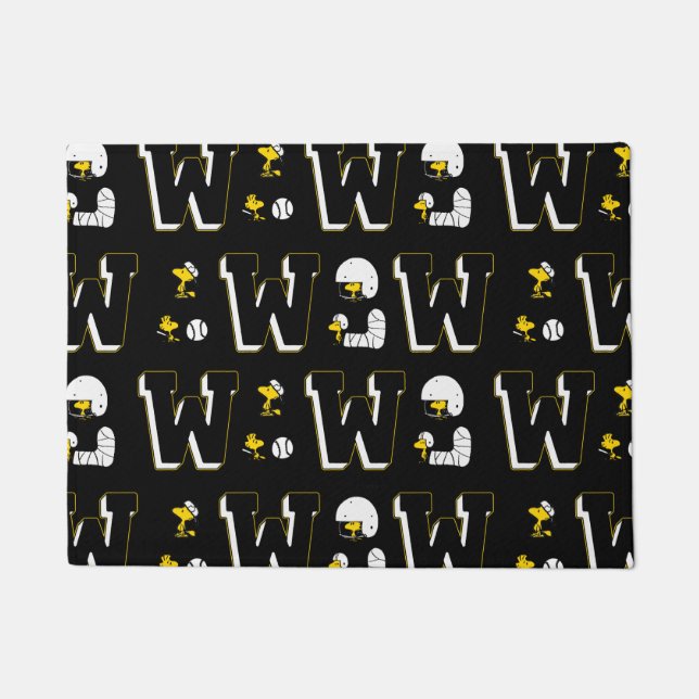 Woodstock Varsity Sports Letter Pattern Doormat (Front)
