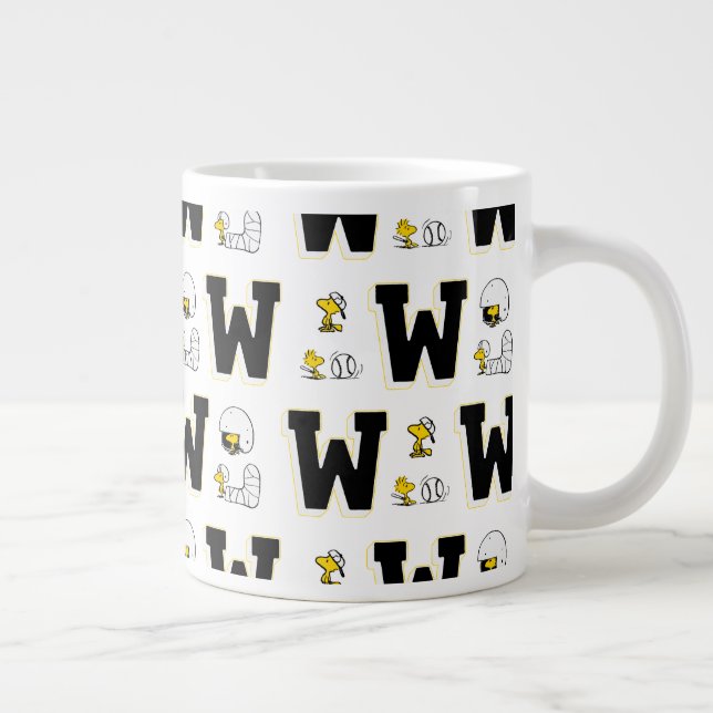 Woodstock Varsity Sports Letter Pattern Giant Coffee Mug (Right)