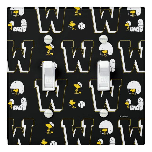 Woodstock Varsity Sports Letter Pattern Light Switch Cover (In Situ)