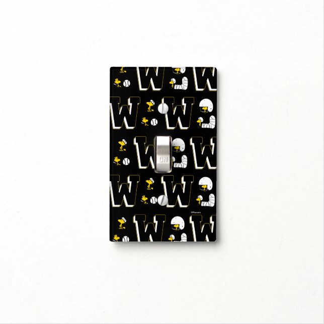 Woodstock Varsity Sports Letter Pattern Light Switch Cover (In Situ)