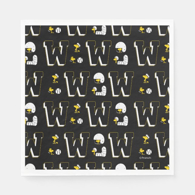 Woodstock Varsity Sports Letter Pattern Napkins (Front)