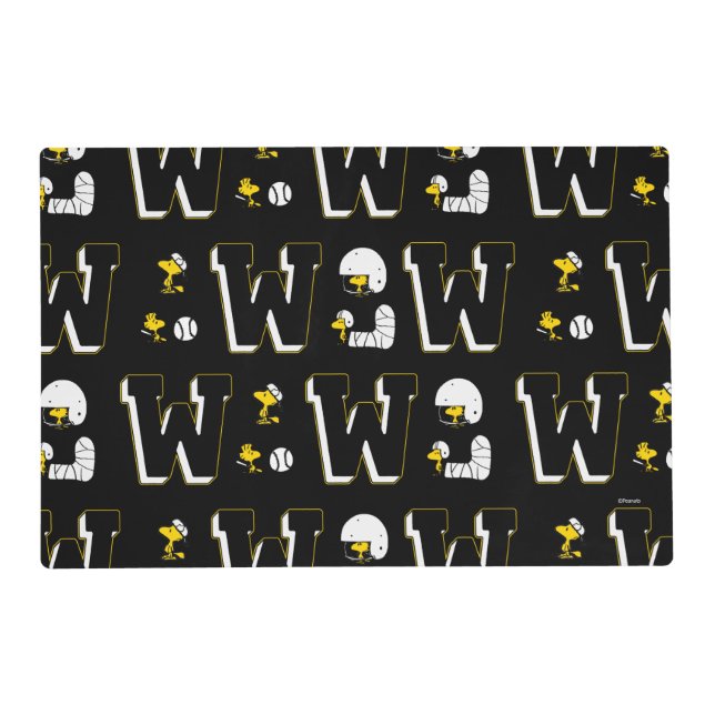 Woodstock Varsity Sports Letter Pattern Placemat (Front)