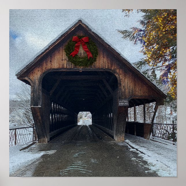 Woodstock Vermont Snowy Holiday  Poster (Front)