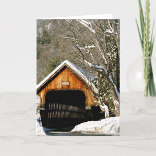 Woodstock, VT covered bridge in winter Card