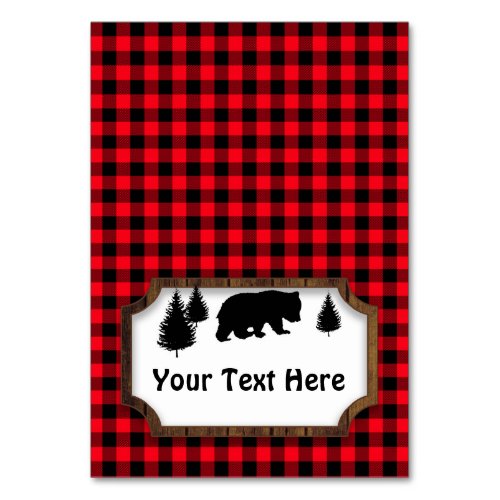 Woodsy Bear Food or Name Folding Table Party Tag Table Number