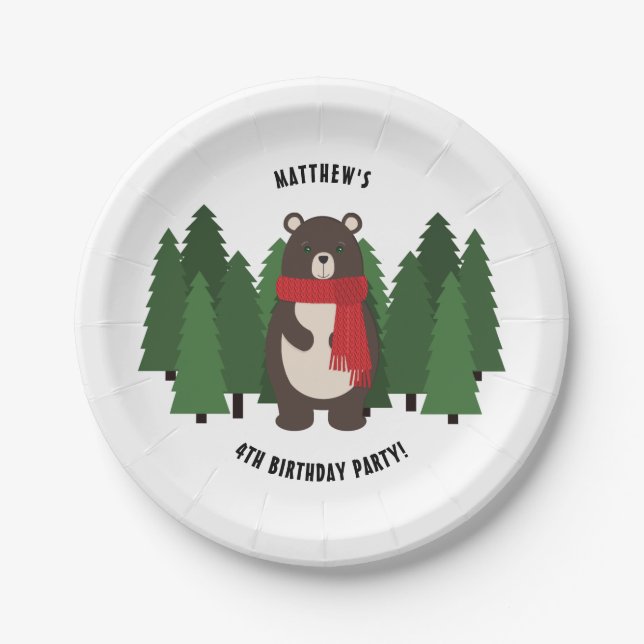 Woodsy Bear Paper Plates (Front)