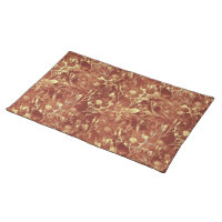 Woodsy Brown Abstract Cosmos Floral Cloth Placemat