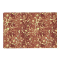 Woodsy Brown Abstract Cosmos Floral Laminated Placemat