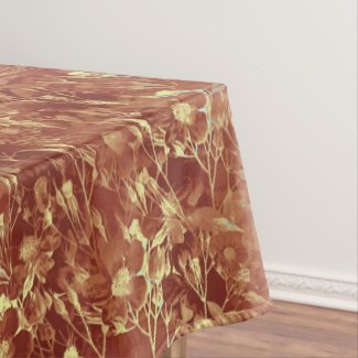 Woodsy Brown Abstract Cosmos Floral Tablecloth