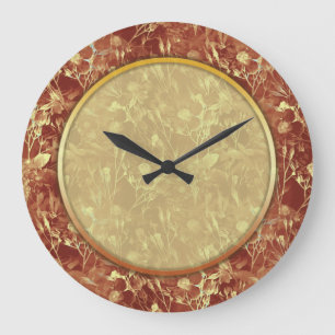 Woodsy Brown Abstract Cosmos Large Clock