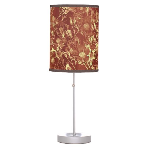 Woodsy Brown Abstract Cosmos Table Lamp