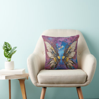 Woodsy Butterflies Throw Pillow