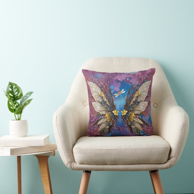Woodsy Butterflies Throw Pillow (Chair)