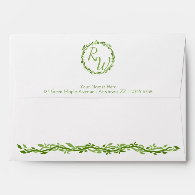 Woodsy Elegance | Wedding Vine 5 x 7 Monogram Envelope (Back (Top Flap))