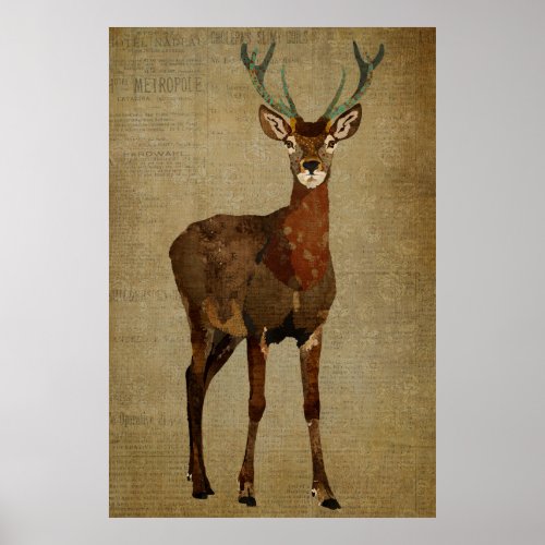 Woodsy Elk Art Poster