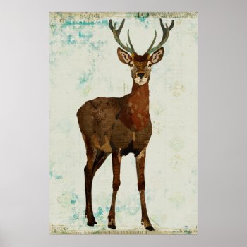 Woodsy Elk Art Poster by Greyszoo at Zazzle