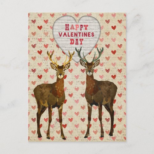 Woodsy Elk Valentines Day Postcard